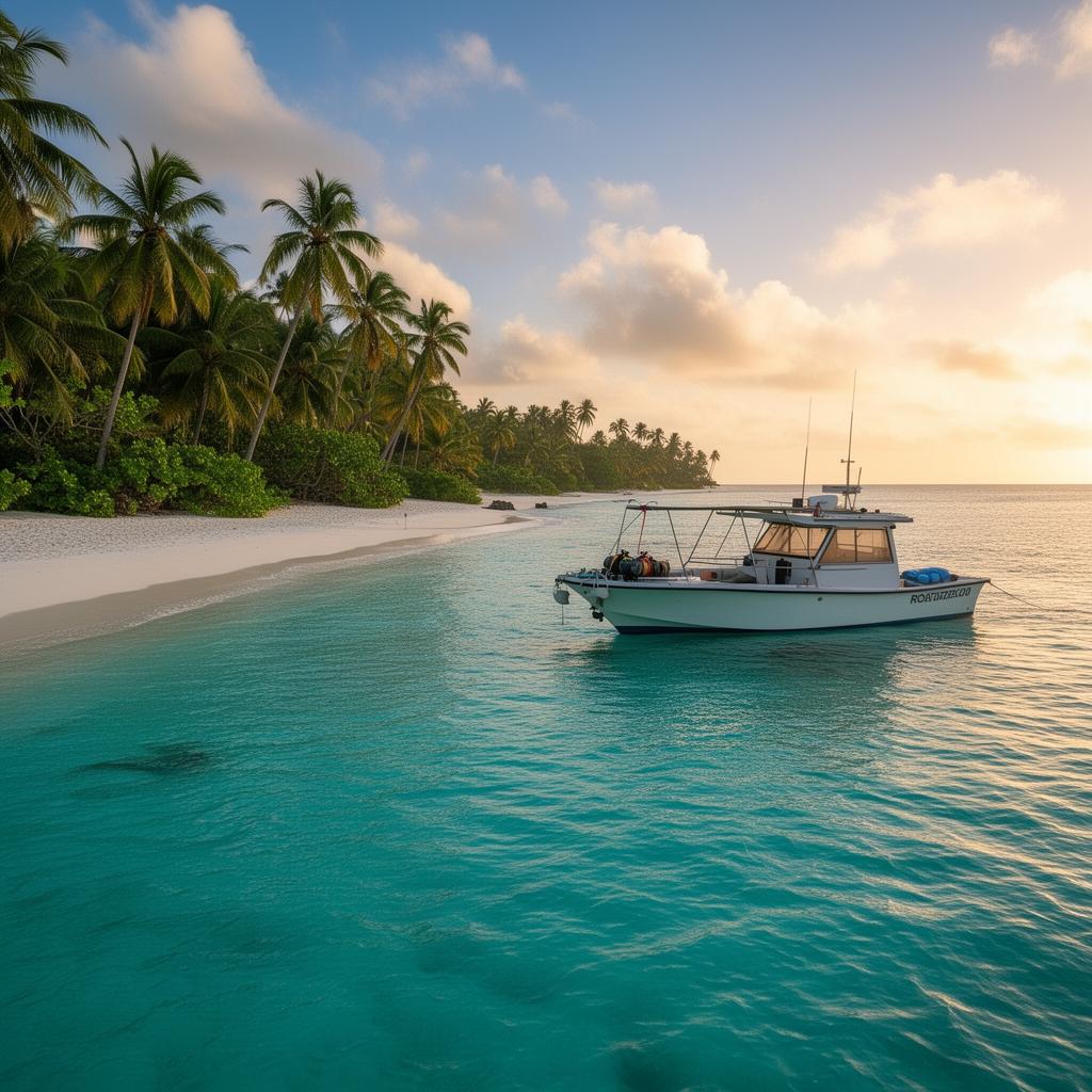 Dive boat at sunrise